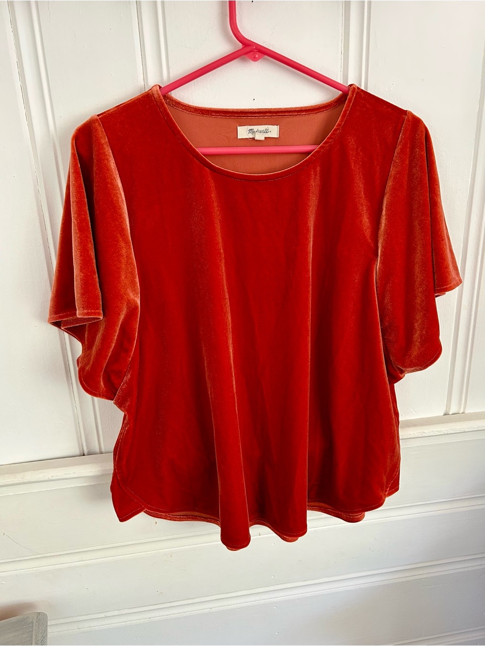 Madewell Velvet Short-Sleeve Tee in Rust